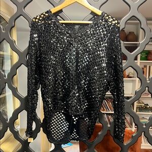 NWT VTG Black Sequin Women's Top